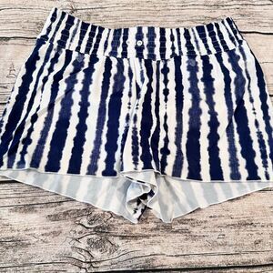 Athleta Navy and White Striped Swim  Shorts; Attached Bikini Bottoms: Size Small